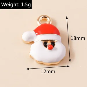 Detail showing 18mm enamel Santa Claus charm dimensions and weights on neutral background