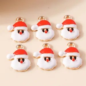 DIY Christmas Santa Claus enamel charms made of alloy for jewelry making, 6-piece pack