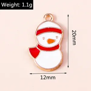 Detail showing cartoon snowman pendant dimensions of 20mm by 12mm with red enamel scarf
