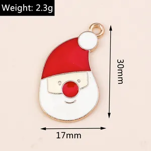 Detailed Santa Claus enamel pendant with 30mm height and 2.3g weight measurement details
