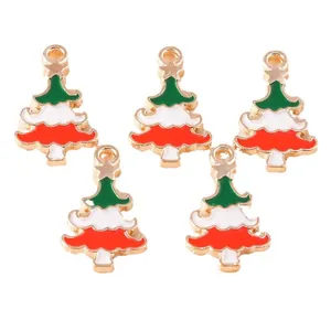 5pcs set of Christmas tree alloy enamel pendants with star top for DIY jewelry making