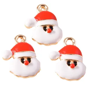 Christmas Santa Claus alloy enamel pendants for DIY necklace jewelry making accessories