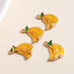 Bright yellow enamel banana charms for DIY jewelry making and phone decoration accessories