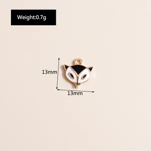Detailed view of fox head enamel pendant with dimensions 13mm by 13mm for jewelry DIY