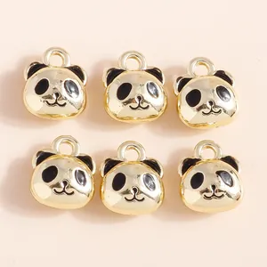 Close-up of cute cartoon panda alloy charms for DIY jewelry making necklaces and bracelets