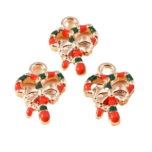 Christmas candy cane pendants with red bow for DIY jewelry making 10 pieces pack