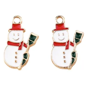 Cartoon enamel snowman charms set with gold plating for Christmas DIY jewelry making