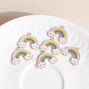 Rainbow cloud enamel alloy pendants for DIY jewelry making set of 10 pieces