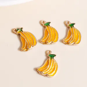 Banana Shape Zinc Alloy Enamel Charms For DIY Jewelry Making Necklace Bracelet Phone Case Decorative Hanging Accessories