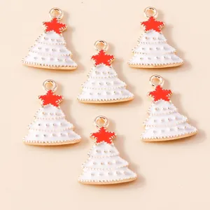 Alloy Christmas Tree Pendants Enamel Charms Gold Plated DIY Jewelry Making Accessories For Necklaces Earrings Bracelets Crafting