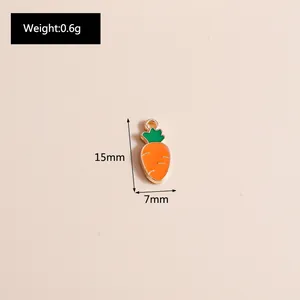 Detailed view of carrot charms with 15mm height and 0.6g weight for jewelry making
