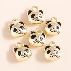 DIY Zinc Alloy Cute Panda Head Charms Enameled Animal Pendants For Necklace Bracelet Earring Jewelry Making Accessory