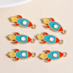 Cartoon Rocket Charms Zinc Alloy Enamel Drip Oil Pendants For DIY Jewelry Making Necklace Bracelet Keychain Accessories