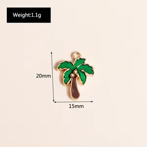 Detailed macro view showing the 20mm height and 15mm width of a palm tree pendant