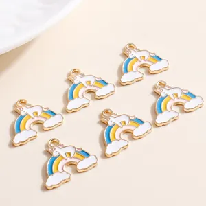 Rainbow unicorn charms made of gold alloy and enamel for DIY jewelry making sets