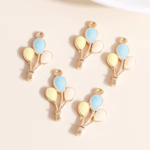 Pack of colorful enamel balloon charms with gold alloy base for DIY jewelry necklaces