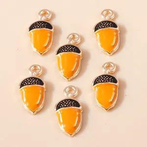 Enamel Acorn Pendants Zinc Alloy Pinecone Charms For Jewelry Making DIY Necklace Bracelet Accessories Women Fashion Decoration