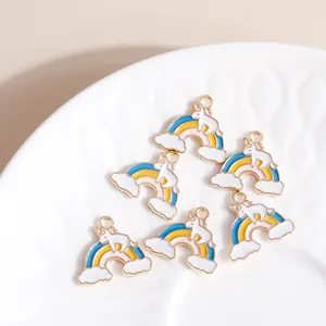 DIY colorful rainbow unicorn enamel charms set for handmade jewelry making accessories
