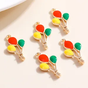 Five-piece set of colorful enamel balloon pendants for DIY jewelry making and necklaces