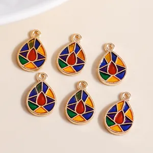 Alloy Oil Drop Colorful Water Drop Geometric Pendants Abstract Color Block DIY Jewelry Making Findings Accessories For Necklace Earrings