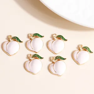 Alloy Enamel Peach Fruit Pendant DIY Jewelry Making Accessories For Necklace Bracelet Earrings Accessories