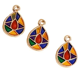 Colorful mosaic water drop pendants with gold frames for DIY jewelry necklace making