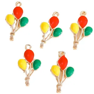 Colorful balloon charms with gold metal base for DIY jewelry making 10 pieces pack
