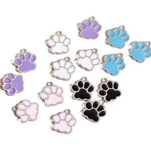 Pendentifs colorés en émail en forme de patte de chat pour la création de bijoux DIY
