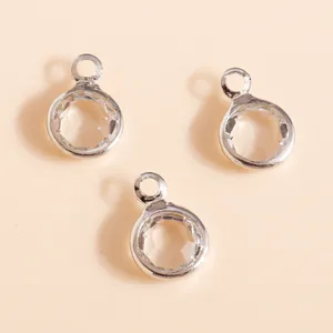 Set van drie transparante kristallen hangers met zilveren rand voor DIY-sieraden