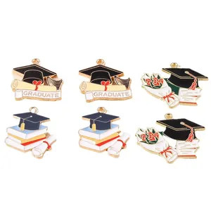 Set of graduation charms with mortarboard and scroll for bouquets and DIY jewelry