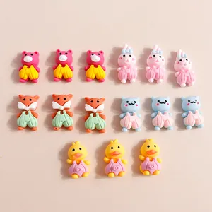 Cartoon Animal Resin Charms DIY Crafts Accessories Fox Rabbit Duck Bear Figures For Phone Case Decoration Handmade Jewelry