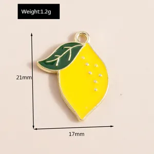 Details zu gelben Emaille-Zitronenanhängern mit Abmessungen 21x17mm für DIY-Schmuckherstellung