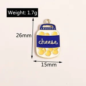 Detailed view of cheese can shaped alloy pendant with dimensions 26x15mm and 1.7g weight