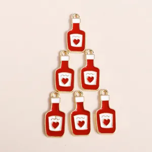 DIY Weinflasche Und Alpaka Zinklegierung Tropföl Emaille Charms Anhänger Für Schmuckherstellung Schlüsselbund Handgemachtes Zubehör