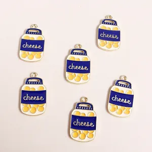 DIY Jewelry Making Zinc Alloy Enamel Cheese Can Pendant Only (Without Chain) Simulation Food Play Charm Jewelry Accessories