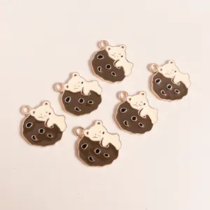 Lot de 6 breloques mignonnes d'ours en biscuit émaillé pour la création de bijoux DIY