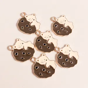Lot de 6 pendentifs ours blanc biscuit en alliage et émail pour la création de bijoux