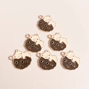Breloques en Alliage Émail Ours Dessin Animé Biscuit pour la Fabrication de Bijoux DIY Boucles d'Oreilles Collier Pendentif Accessoires