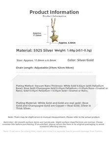 Detailed specs of the S925 silver star pendant necklace with cubic zirconia details