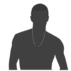 Silver 304L stainless steel keel chain necklace for men shown on a model silhouette