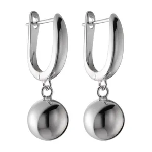 Boucles d'oreilles boules argentées minimalistes avec finition miroir polie et fermoir en U