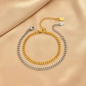 Eleganti bracciali a catena cubana oro e argento in acciaio inossidabile lucido