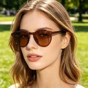 Women Vintage Round Frame Sunglasses UV400 Protection Lightweight PC Metal Frame Sun Glasses For Outdoor Travel Fashion