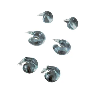 Three pairs of smoky grey translucent resin C-shaped stud earrings in minimalist style