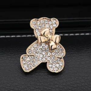 Broche Ourson en Strass Étincelant en Alliage avec Nœud Papillon pour Femme Accessoire de Bijoux de Mode pour Costume