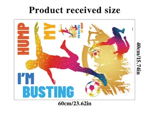 Layout detail of soccer silhouettes and motivational English slogans on 60x40cm wall decals