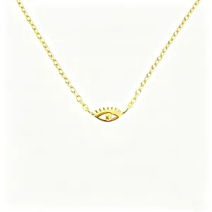 Minimalist S925 sterling silver evil eye necklace with gold finish for women