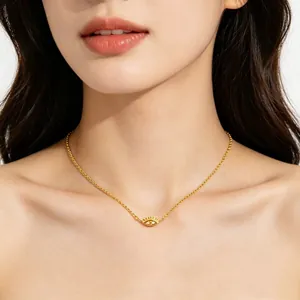 925 Sterling Silver Evil Eye Pendant Necklace Gold Plated Minimalist Clavicle Chain Fashion Jewelry For Women Gift
