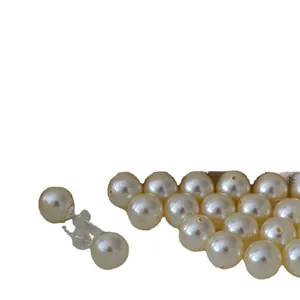 Elegant 925 silver stud earrings with large high-luster faux pearls and silicone backs