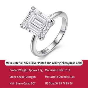 Dettaglio macro dell'anello con moissanite da 5 carati in argento sterling S925
